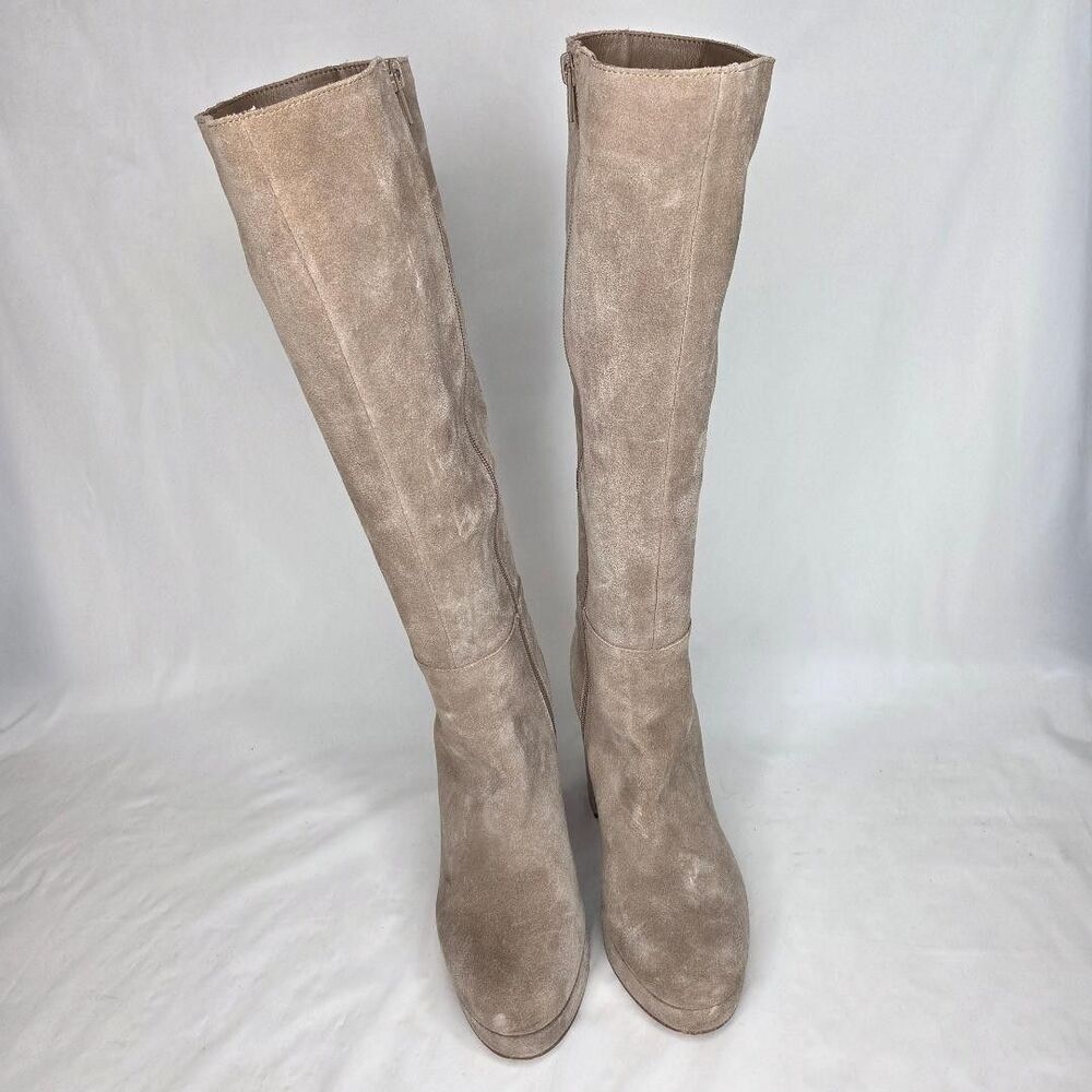 Steve Madden Taupe Suede Block Heeled Frankie Azura Boots Women's 9M - Picture 3 of 9